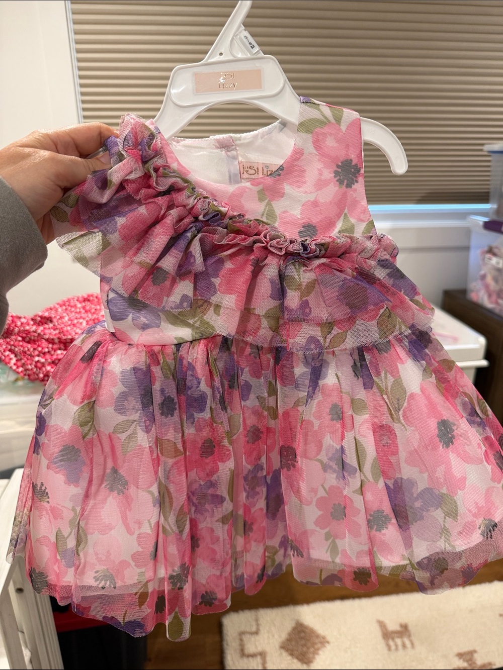 Just Lizzy Floral Tulle Baby Dress in Pink & Lavender